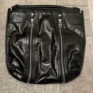 NWOT Zadig & Voltaire Sunny Hobo Vintage Patent Bag in Noir